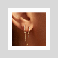 Manchet oorbel dubbel met kettinkje